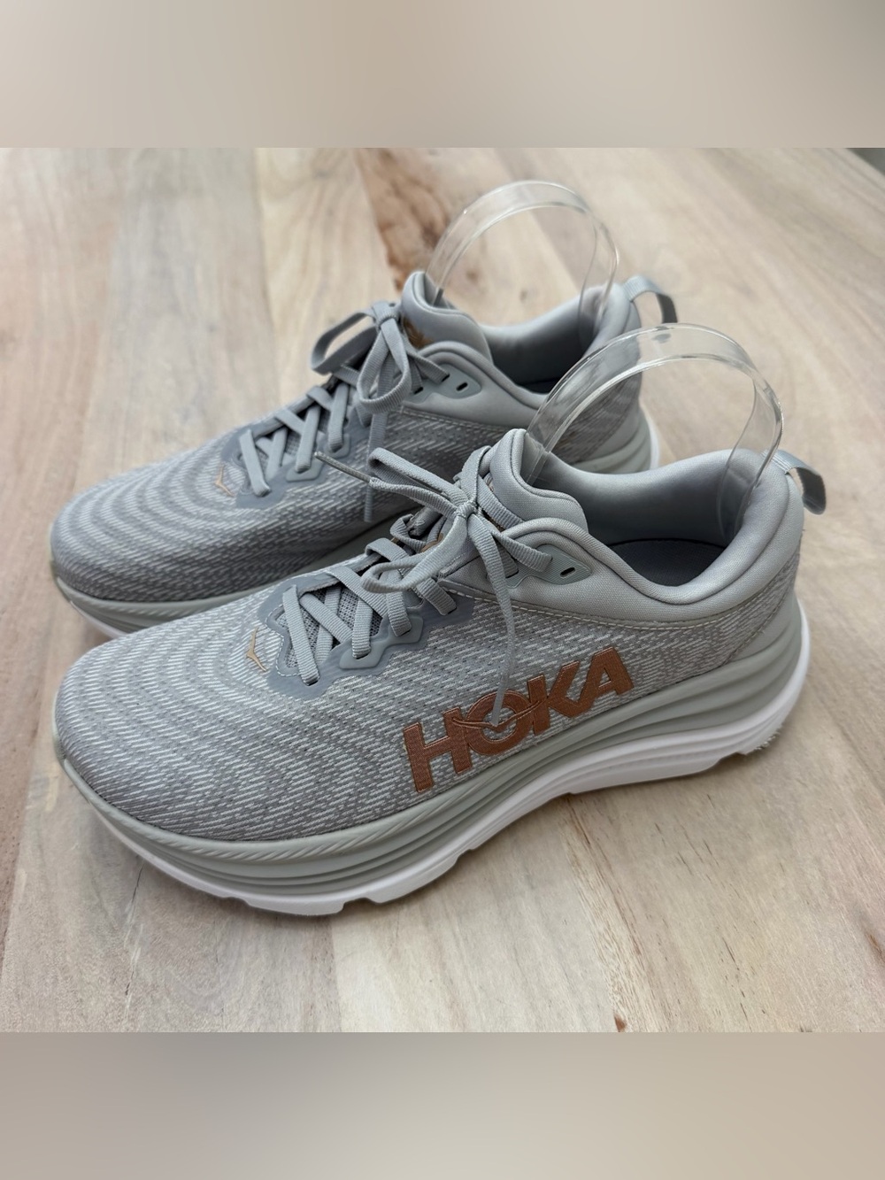 Hoka Gaviota 5 Shoes Womens 10 B Harbor Mist Rose Gold Running Gray
